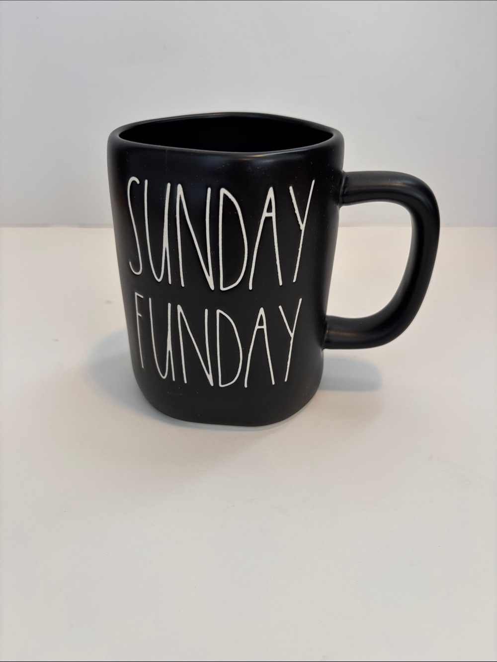 FINAL! Rae Dunn Black 'SUNDAY FUNDAY' Black Ceramic Mug